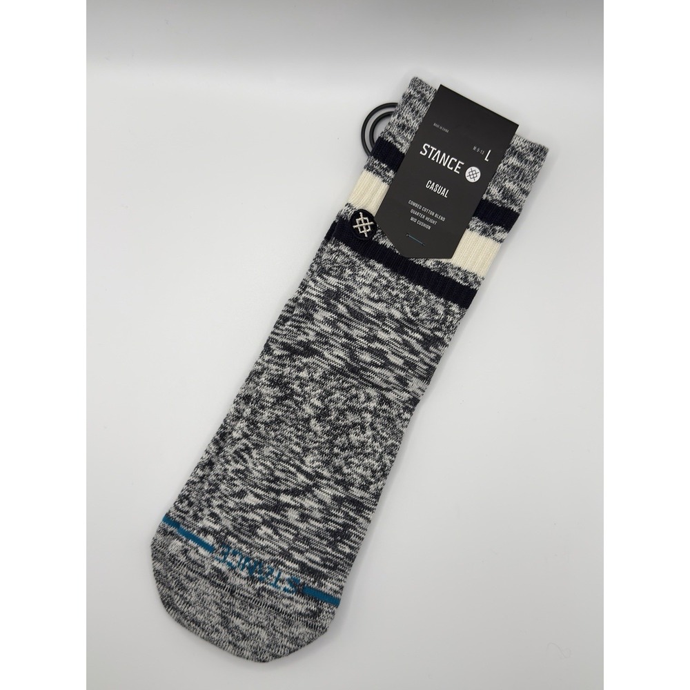 Stance Slub Boyd QTR Crew Socks‎ Blue Striped Casual Mid Cushion Large NWT